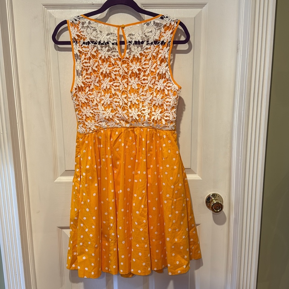 Anthropologie Moulinette Soeurs Orange & White Polka Dot Dress - Picture 2 of 16
